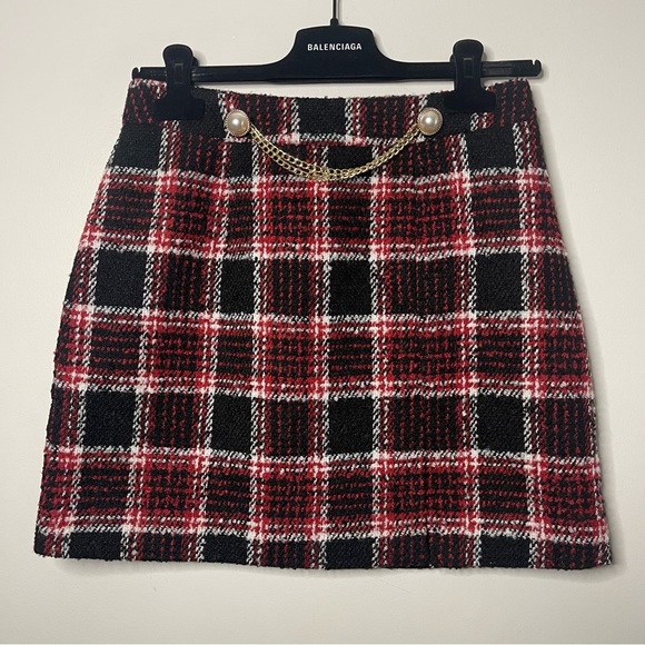 ASOS Miss Selfridge Boucle 90’s Mini Plaid Skirt - Picture 4 of 10